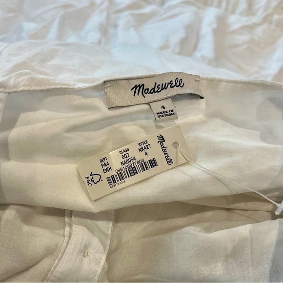 Madewell Button front Tiered Midi Dress NK427 white 4 - Picture 3 of 3